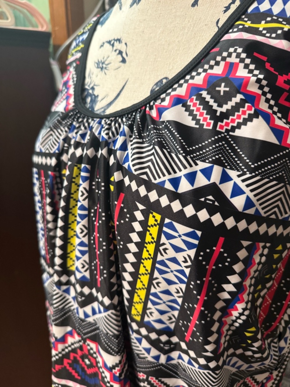 Vibrant Aztec Print plus size swim tankini top - Multicolor (size 24)